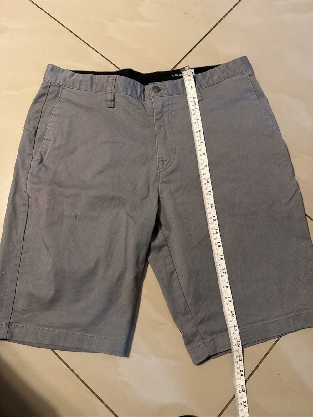 Volcom Mens Chino Shorts Size 34 Gray Flat Front Casual Skate Surf